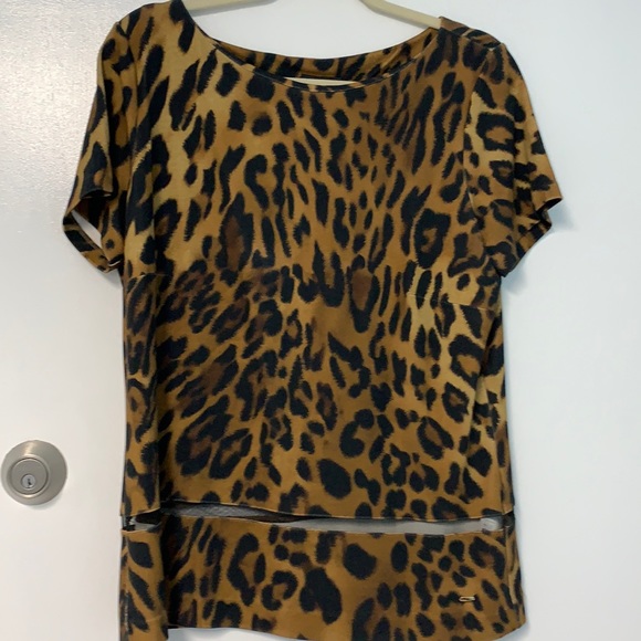 Escada Tops - Escada size L leopard or cheetah print with mesh detail
